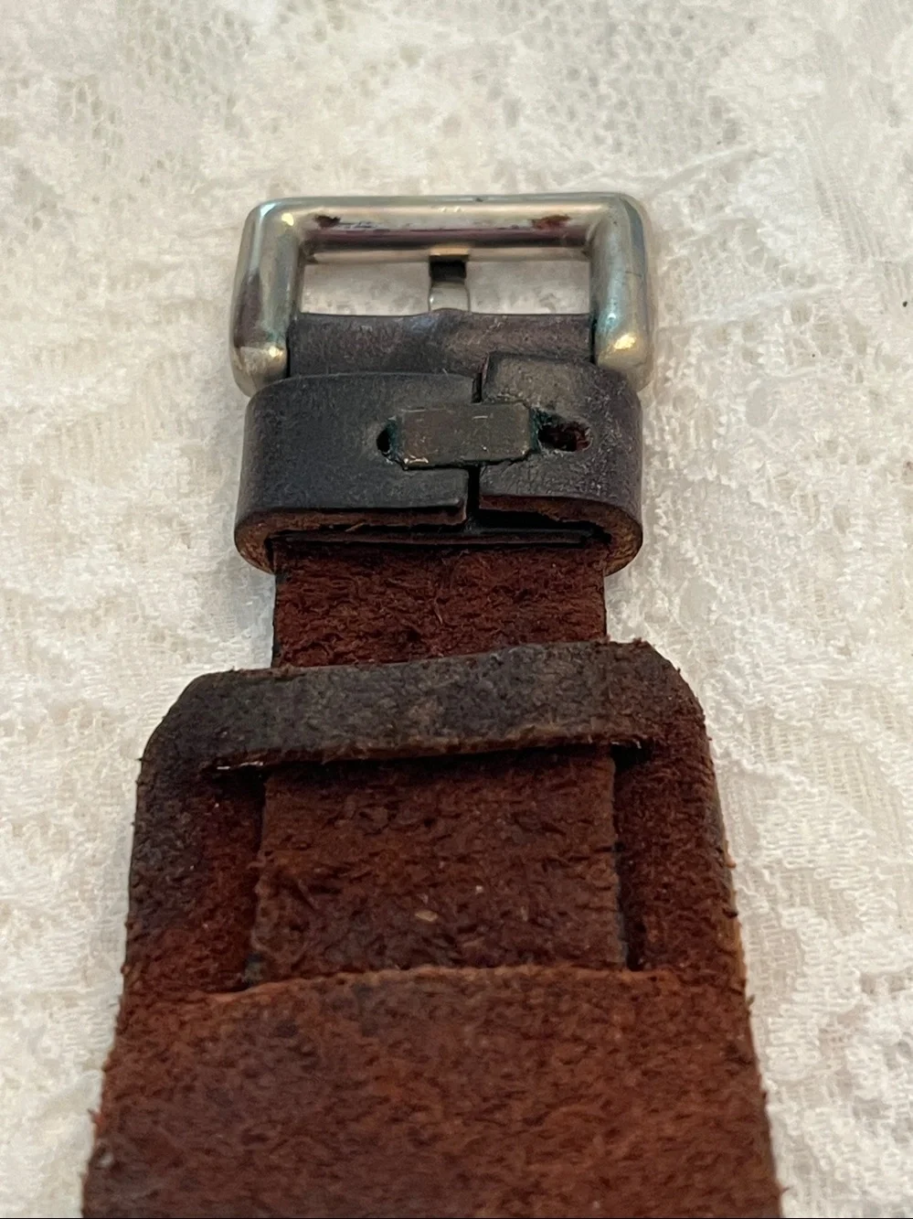 Emporio Armani Silver Dial Watch with Brown Leather Strap